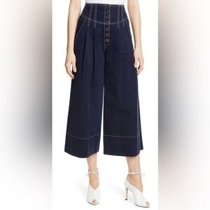 Ulla Johnson Wide Leg Crop Trousers in Midnight Blue, Size 10